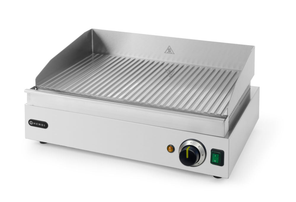 Flatgrill rillet, helt ribbet, 230V/2400W, 550x420X (H) 240mm - for Storkjøkken - XL - Storkjøkken