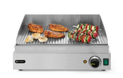 Flatgrill rillet, helt ribbet, 230V/2400W, 550x420X (H) 240mm - for Storkjøkken - XL - Storkjøkken