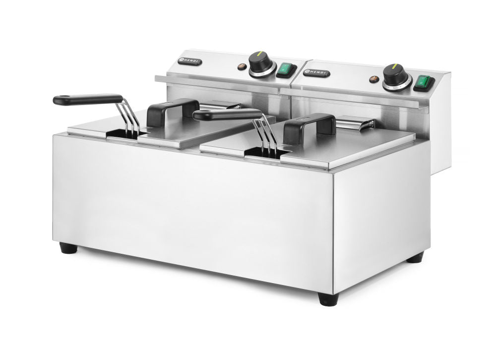 Frityr koker, 2 × 8 L, 16L, 230V/7000W, 605x460X (H) 350mm - for Storkjøkken - XL - Storkjøkken