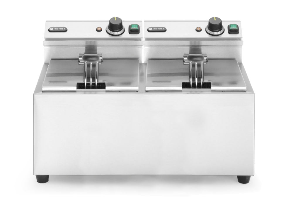 Frityr koker, 2 × 8 L, 16L, 230V/7000W, 605x460X (H) 350mm - for Storkjøkken - XL - Storkjøkken