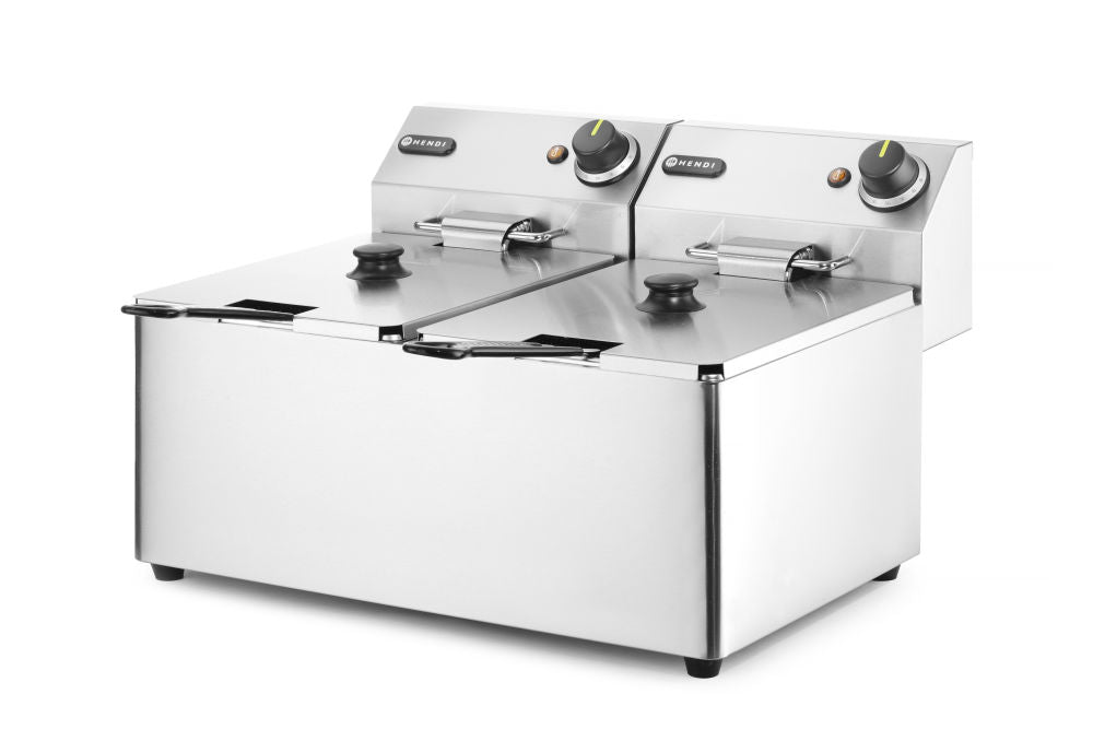 Frityr koker Kitchen Line - 2x 8l, 16L, 230V/7000W, 550x430x (H) 345mm - for Storkjøkken - XL - Storkjøkken