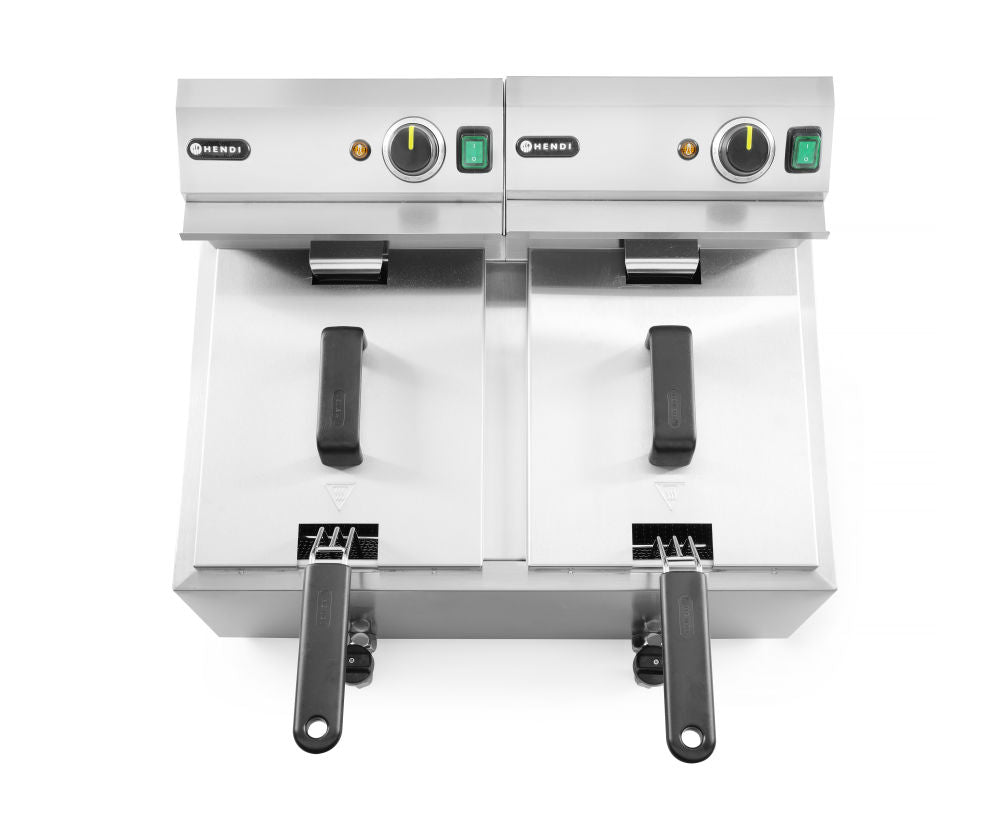 Frityr koker med tappekran, 2 × 8 L, 16L, 230V/7000W, 605x515X (H) 350mm - for Storkjøkken - XL - Storkjøkken