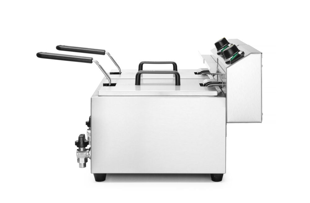 Frityr koker med tappekran, 2 × 8 L, 16L, 230V/7000W, 605x515X (H) 350mm - for Storkjøkken - XL - Storkjøkken