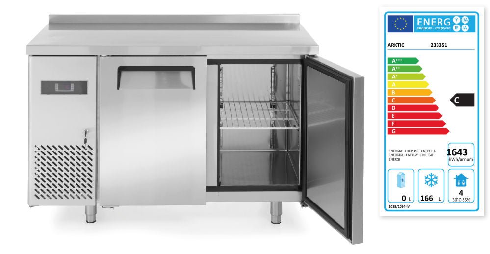 Fryser arbeidsbenk med 2 dører 220L, Arktic, 166L, 230V/550W, 1200x600X (H) 800mm - for Storkjøkken - XL - Storkjøkken