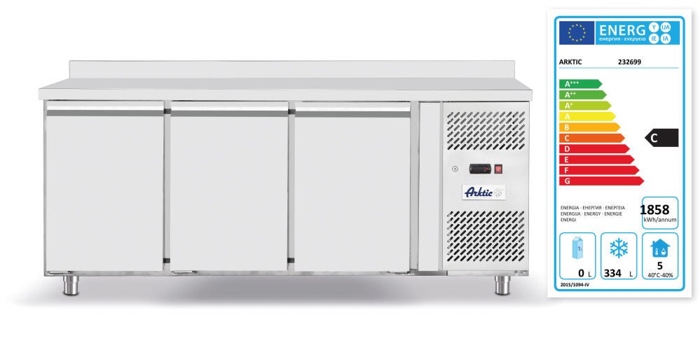Fryser arbeidsbenk med 3 dører Profi Line 420L, Arktic, GN 1/1, 420L, 230V/600W, 1795x700X (H) 850mm - for Storkjøkken - XL - Storkjøkken