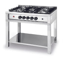 Gass koketopp - 5 brennere, med åpent stativ, 14,3kw, 900x600x (h) 850mm - for Storkjøkken - XL - Storkjøkken