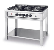 Gass koketopp - 5 brennere, med åpent stativ, 14,3kw, 900x600x (h) 850mm - for Storkjøkken - XL - Storkjøkken