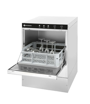 Glassvasker 40x40 - under benk - Elektromekanisk kontroll, med avløp og vaskemiddelpumpe, 230V/2800W, 510x470X (H) 710mm - for Storkjøkken - XL - Storkjøkken
