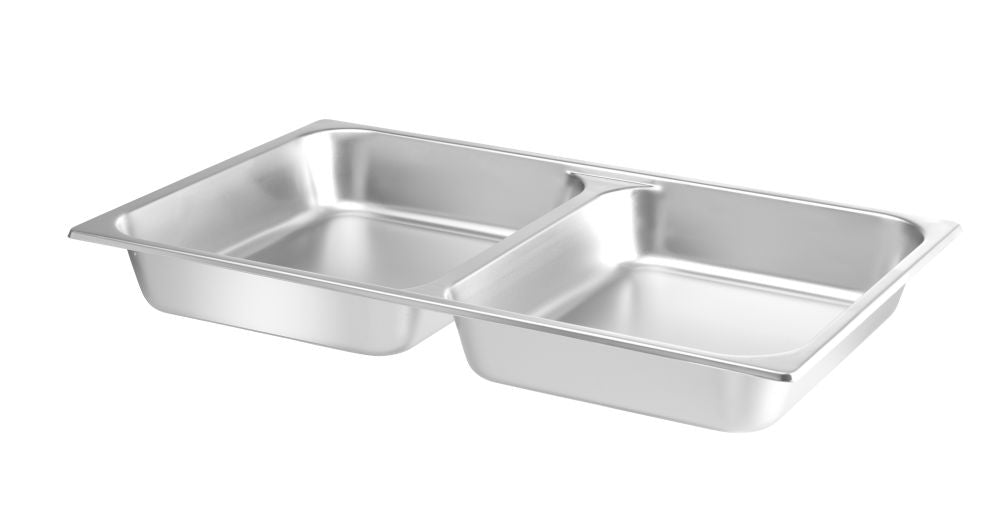 GN Matpanne GN 1/1, med 2 rom, 7,5L, 530x325X (H) 65mmGN - for Storkjøkken - XL - Storkjøkken