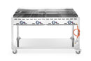 Grill Green Fire med 4 brennere, på hjulbunnen, lysegrå, 22kw, 1400x612x (H) 825mm - for Storkjøkken - XL - Storkjøkken