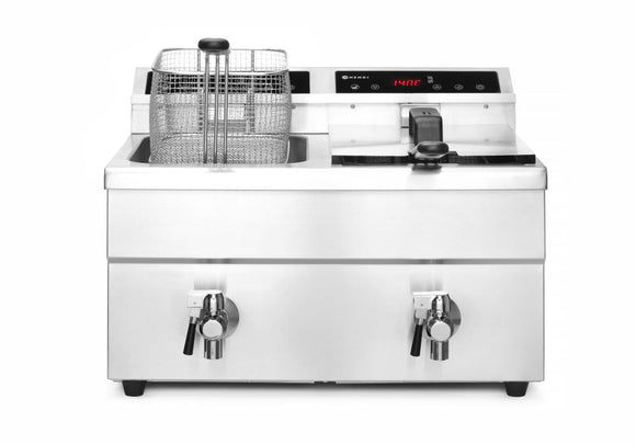 Induksjon Frityr koker med avløpskran - 2 x 8 L, 16L, 230V/7000W, 580x485X (H) 406mm - for Storkjøkken - XL - Storkjøkken