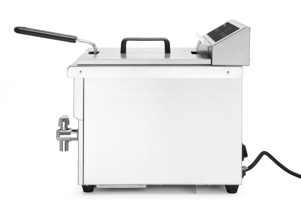 Induksjon Frityr koker med avløpskran, 8 L, 8L, Lysegrå, 230V/3500W, 290x485X (H) 405mm - for Storkjøkken - XL - Storkjøkken