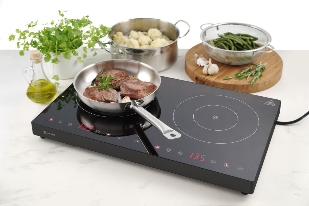 Induksjon koketopp 2 - soner, 230V/3500W, 608x370X (H) 61mm - for Storkjøkken - XL - Storkjøkken