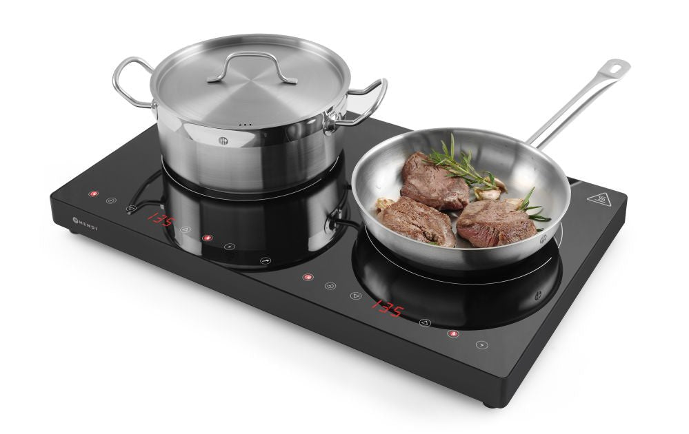 Induksjon koketopp 2 - soner, 230V/3500W, 608x370X (H) 61mm - for Storkjøkken - XL - Storkjøkken