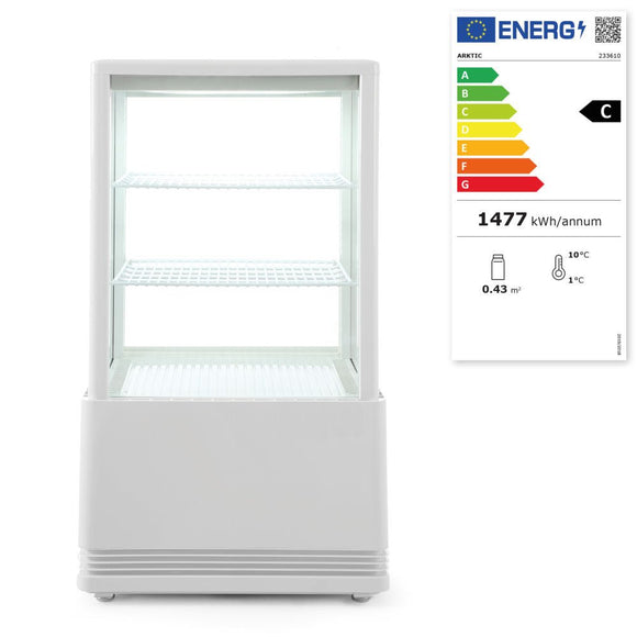 Kjøle vitrineskap 58L, Arktic, White, 230V/170W, 452x406X (H) 816mm - for Storkjøkken - XL - Storkjøkken