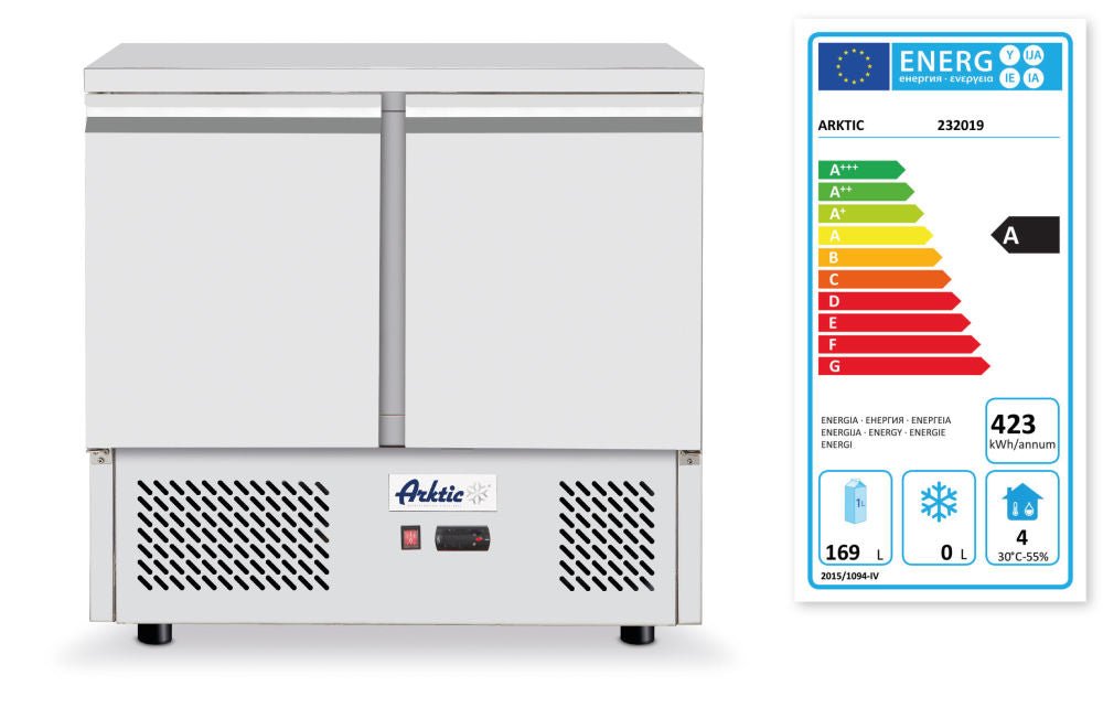 Kjølebenk med 2 dører Kitchen Line 300L, Arktic, 230V/220W, 900x700X (H) 880mm - for Storkjøkken - XL - Storkjøkken