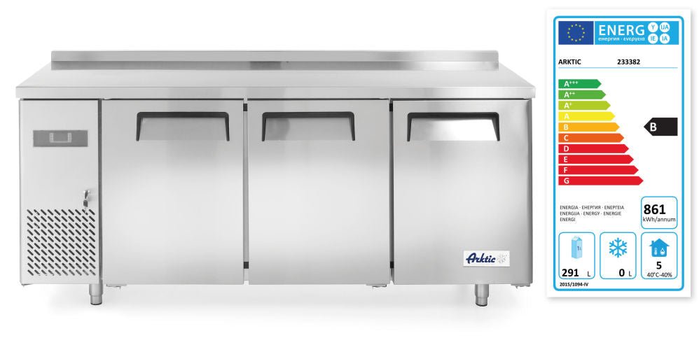 Kjølebenk med 3 dører 390L, Arktic, 291L, 230V/270W, 1800x600X (H) 850mm - for Storkjøkken - XL - Storkjøkken