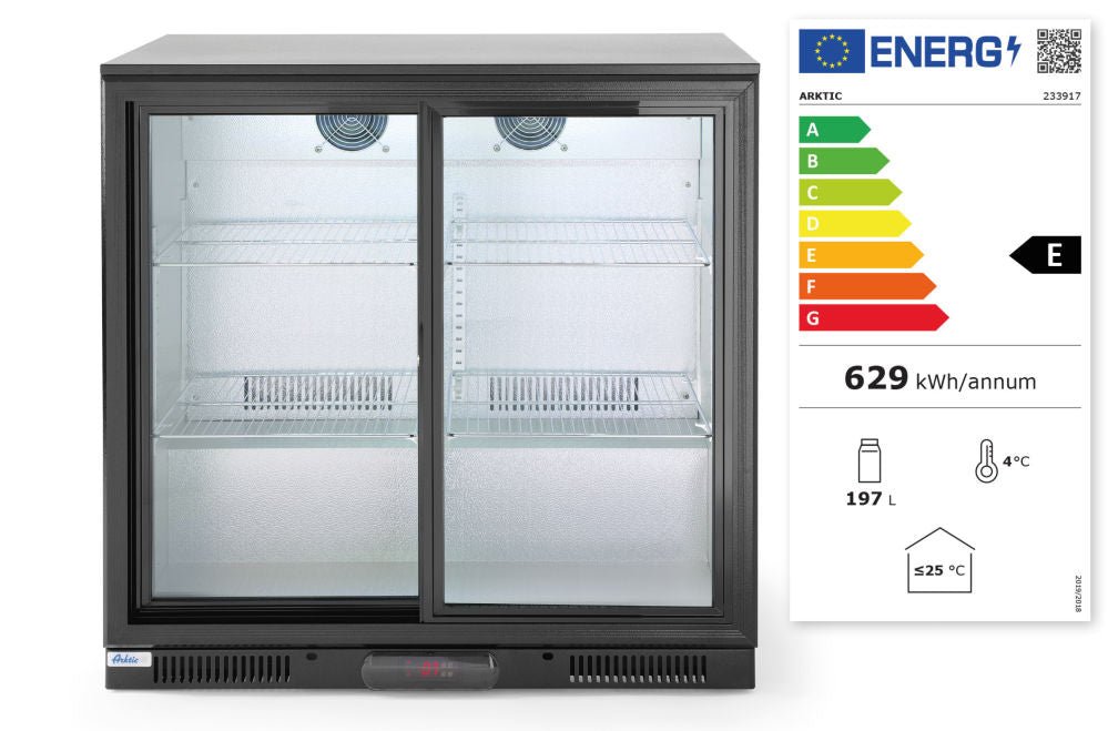 Kjøleskap bar under benk med skyvedører 197L Arktic, 220 - 240V/160W, 900x500x (H) 900mm - for Storkjøkken - XL - Storkjøkken