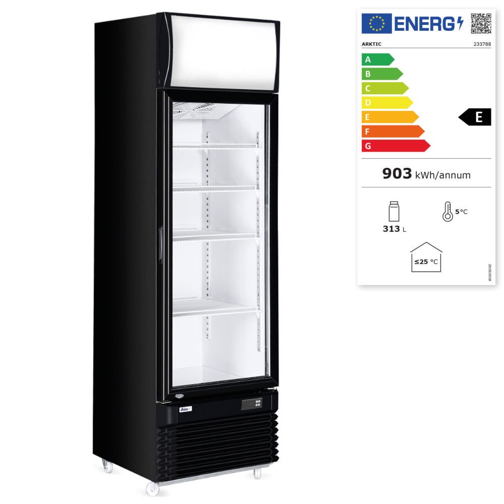 Kjøleskap display enkeltdør 313L, Arktic, 230V/300W, 620x669x (H) 1965mm - for Storkjøkken - XL - Storkjøkken