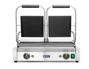 Kontakt Grill - Dobbeltgrill helt ribbet, ribbet topp og bunn, 230V/3600W, 570x370X (H) 210mm - for Storkjøkken - XL - Storkjøkken