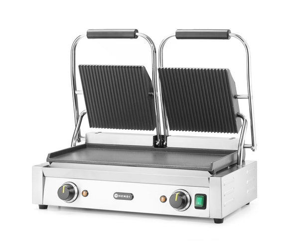 Kontakt Grill - Dobbeltversjon, Ribbed Top and Smooth Bottom, 230V/3600W, 570x370X (H) 210mm - for Storkjøkken - XL - Storkjøkken