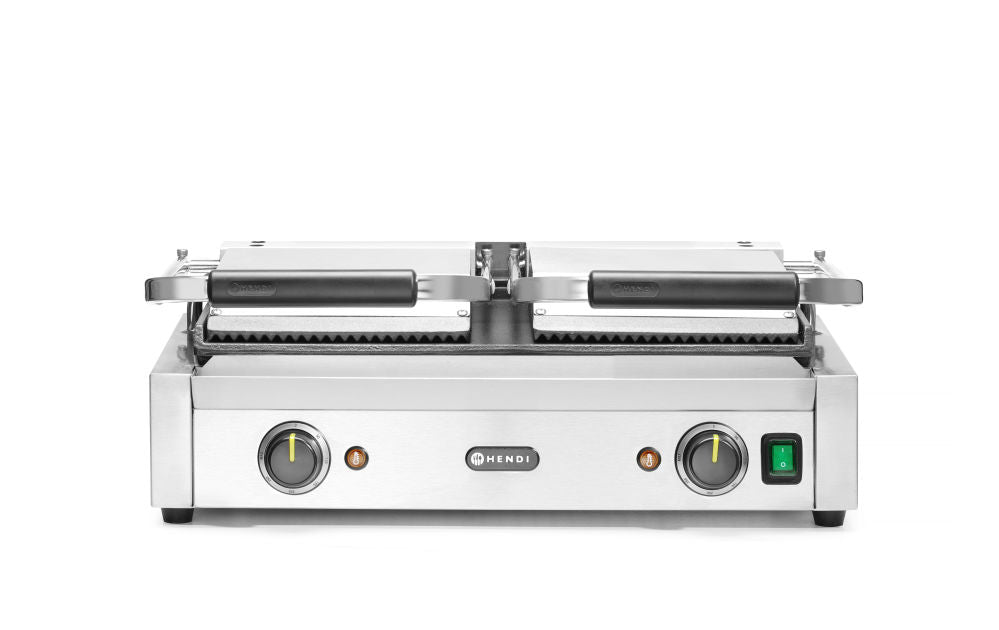 Kontakt Grill - Dobbeltversjon, Ribbed Top and Smooth Bottom, 230V/3600W, 570x370X (H) 210mm - for Storkjøkken - XL - Storkjøkken