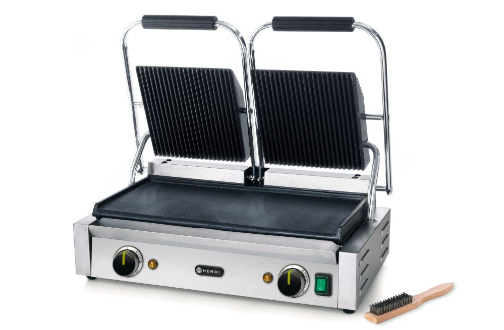 Kontakt Grill - Dobbeltversjon, Ribbed Top and Smooth Bottom, 230V/3600W, 570x370X (H) 210mm - for Storkjøkken - XL - Storkjøkken