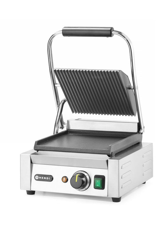 Kontakt Grill - Enkelt versjon, ribbet topp og glatt bunn, 230v/1800W, 310x370x (H) 210mm - for Storkjøkken - XL - Storkjøkken