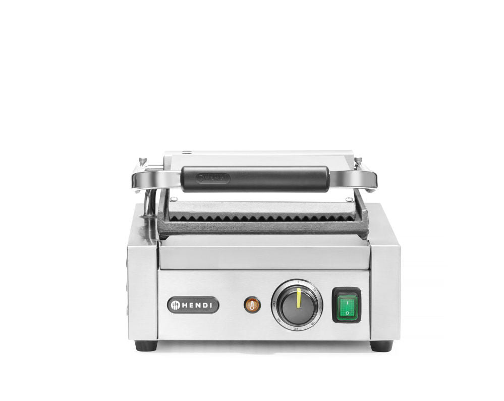 Kontakt Grill - Enkelt versjon, ribbet topp og glatt bunn, 230v/1800W, 310x370x (H) 210mm - for Storkjøkken - XL - Storkjøkken