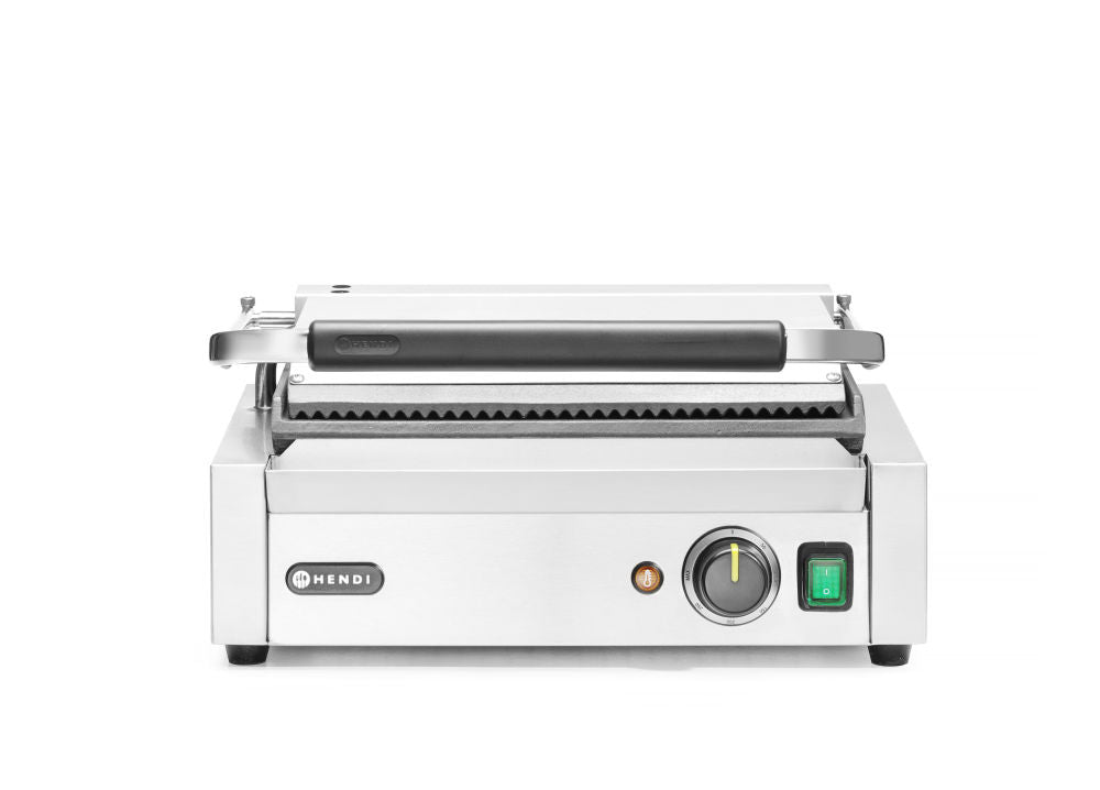 Kontakt Grill „Panini”, ribbet topp og glatt bunn, 230V/2200W, 430x370x (H) 210mm - for Storkjøkken - XL - Storkjøkken