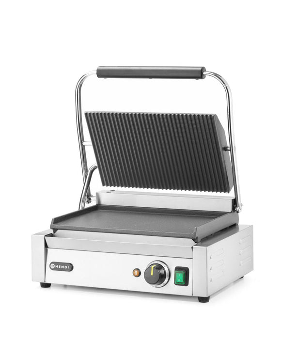 Kontakt Grill „Panini”, ribbet topp og glatt bunn, 230V/2200W, 430x370x (H) 210mm - for Storkjøkken - XL - Storkjøkken