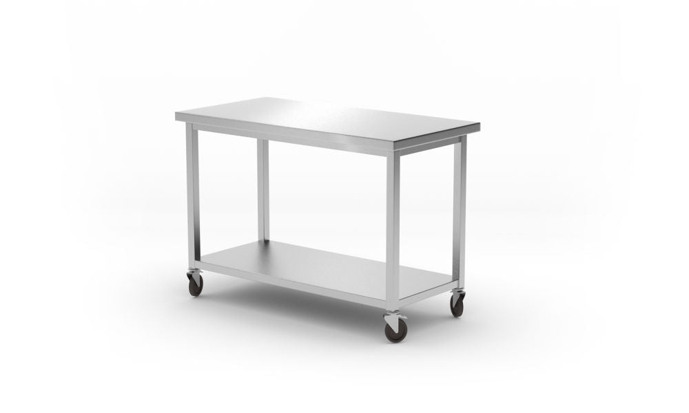 Mobilt bord med hylle - skrudd, dybde 600 mm, 1200x600x (h) 850mm - for Storkjøkken - XL - Storkjøkken