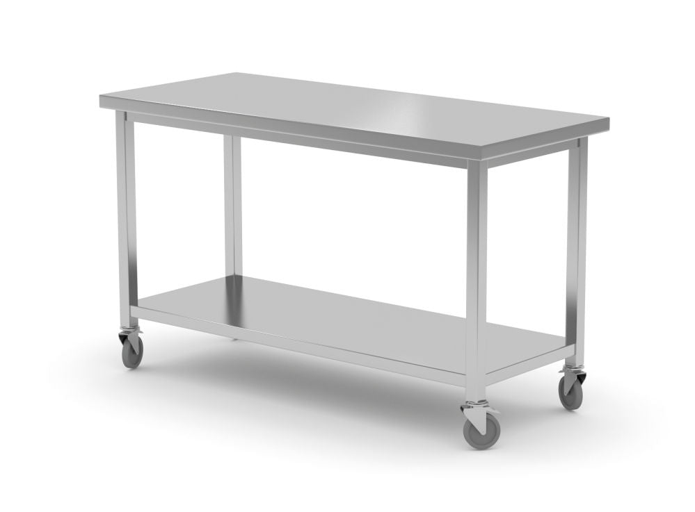 Mobilt bord med hylle - skrudd, dybde 600 mm, 1200x600x (h) 850mm - for Storkjøkken - XL - Storkjøkken