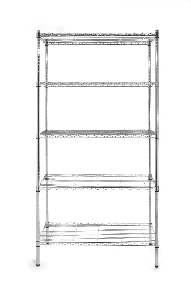 Oppbevaringsstativ med 5 hyller, Chrome, 910x455x (H) 1830mm - for Storkjøkken - XL - Storkjøkken