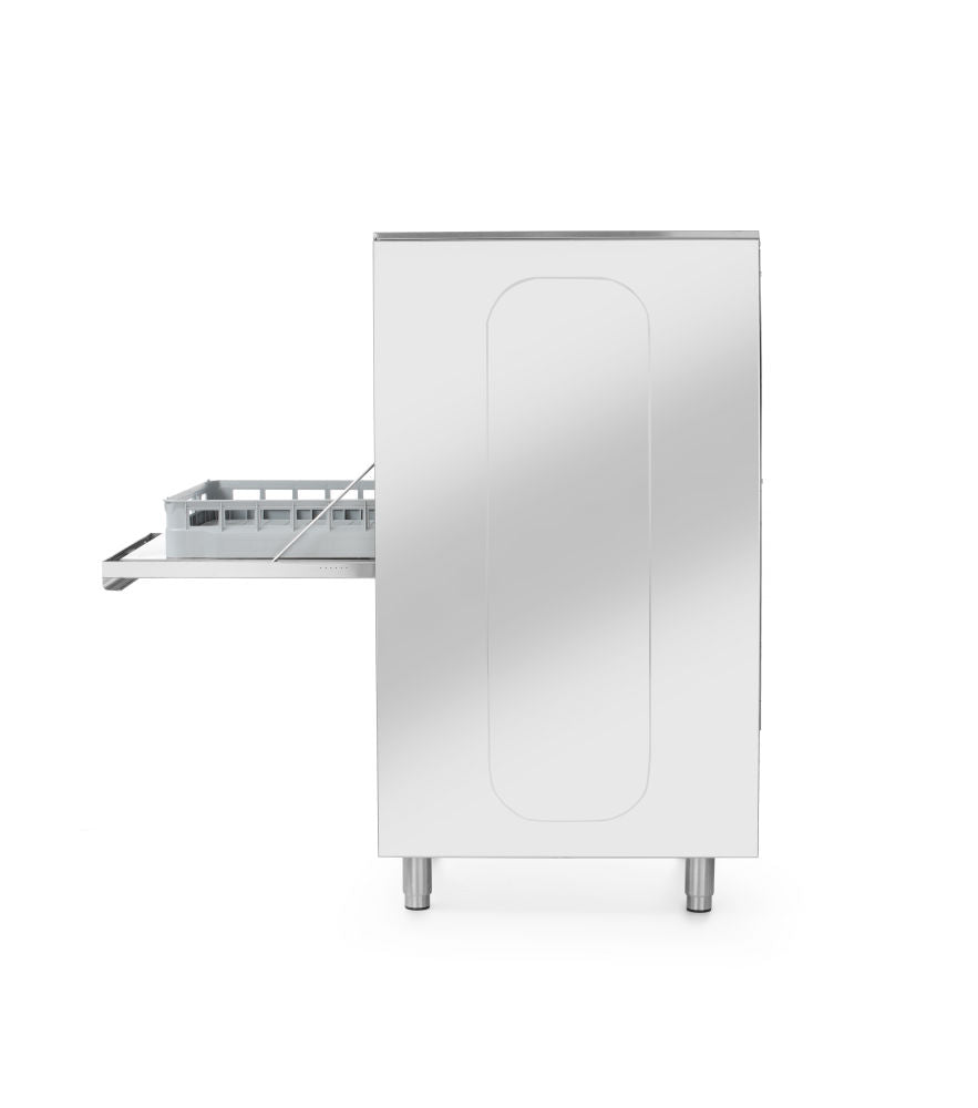 Oppvaskmaskin 50x60 for brett og potter - elektronisk kontrollert, med vaskemiddeldoseringssystem og avløpspumpe, 400V/7100W, 595x730X (H) 1340mm - for Storkjøkken - XL - Storkjøkken