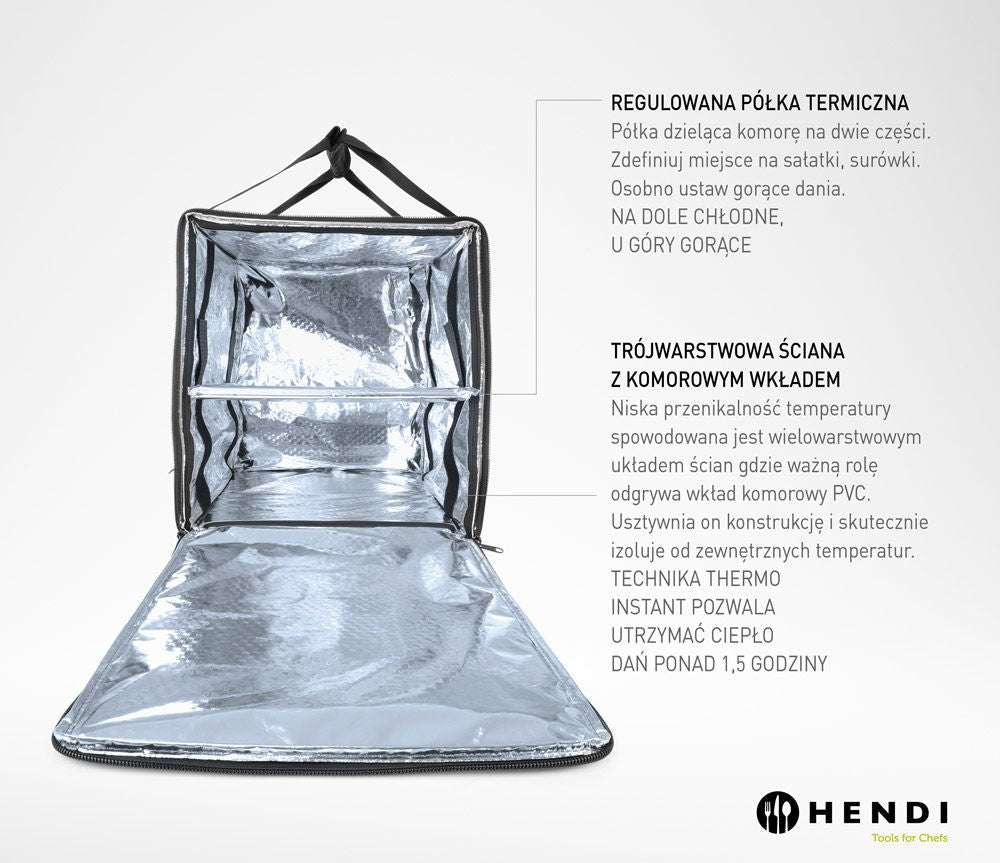 Pizza & Food Delivery ryggsekk isolert, 75,2L, svart, 410x410x (H) 480mm - for Storkjøkken - XL - Storkjøkken