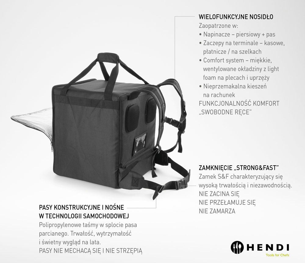 Pizza & Food Delivery ryggsekk isolert, 75,2L, svart, 410x410x (H) 480mm - for Storkjøkken - XL - Storkjøkken