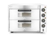 Pizza Ovn dobbelt dekk 3000W, sølv, 230V/3000W, 580x560x (H) 435mm - for Storkjøkken - XL - Storkjøkken