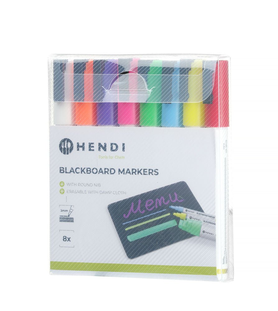 Tavle Markers 3 mm, 1 hvit, 1 rød, 1 blå, 1 grønn, 1 gul, 1 lilla, 1 oransje og 1 rosa markør - for Storkjøkken - XL - Storkjøkken