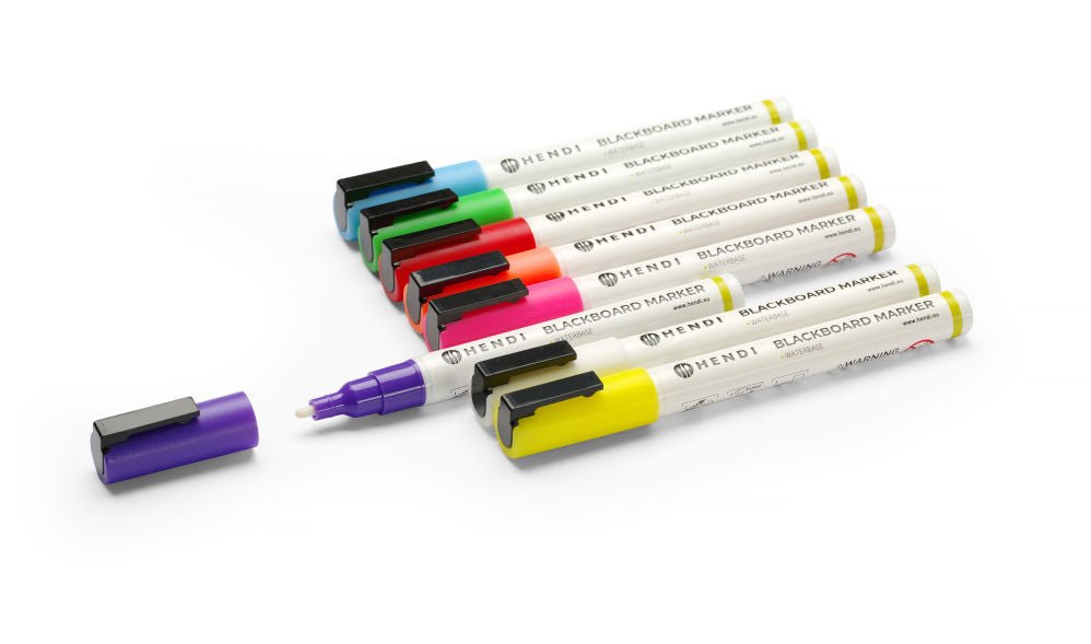 Tavle Markers 3 mm, 1 hvit, 1 rød, 1 blå, 1 grønn, 1 gul, 1 lilla, 1 oransje og 1 rosa markør - for Storkjøkken - XL - Storkjøkken