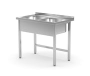 Vaskebord - sveiset, 2 vasker, dybde: 600 mm., 1000x600x (h) 850mm - for Storkjøkken - XL - Storkjøkken